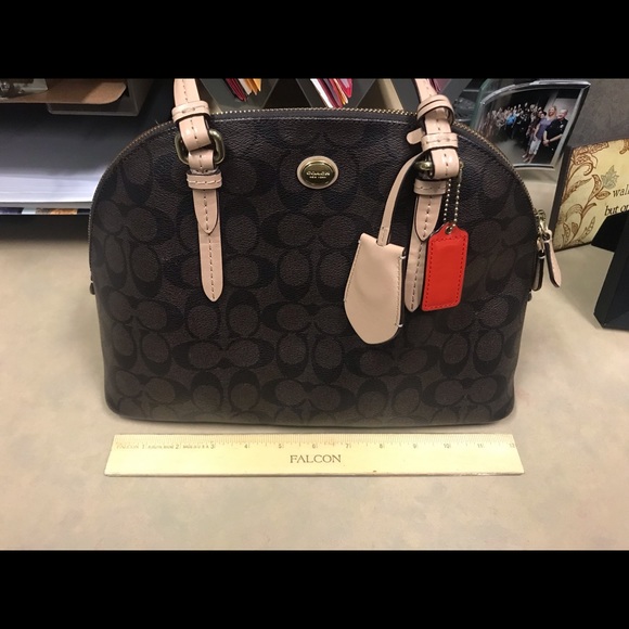 Coach purse- dark brown with nude handles. - Picture 5 of 6